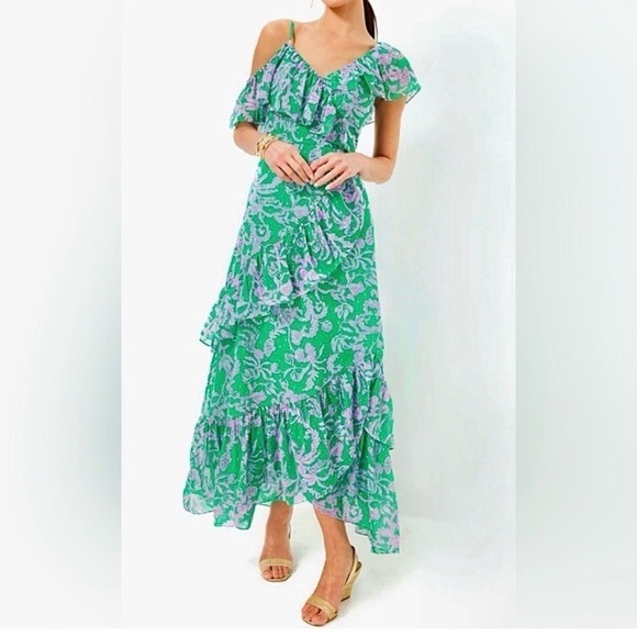 Lilly Pulitzer Dresses & Skirts - Lilly Pulitzer Rosalyn Ruffle Maxi Dress; size 12 (NWT)